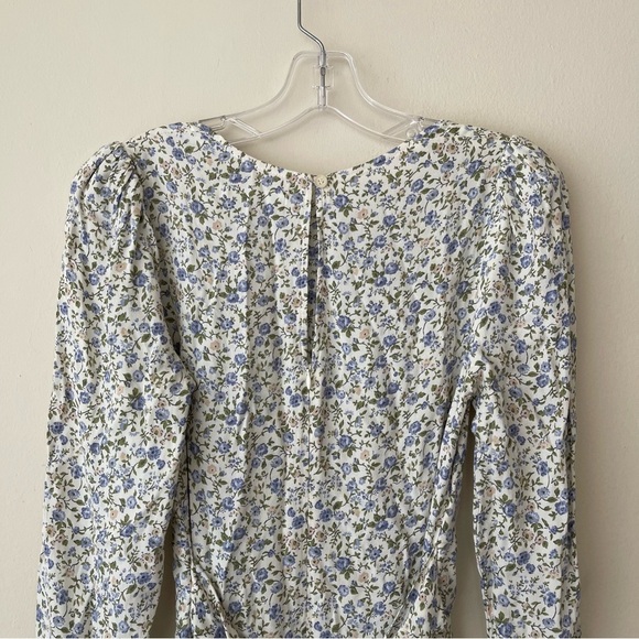 REFORMATION Tamra Dress Pixie Floral Blue White Size 4 Tie Waist Mini Pu… - Picture 7 of 13